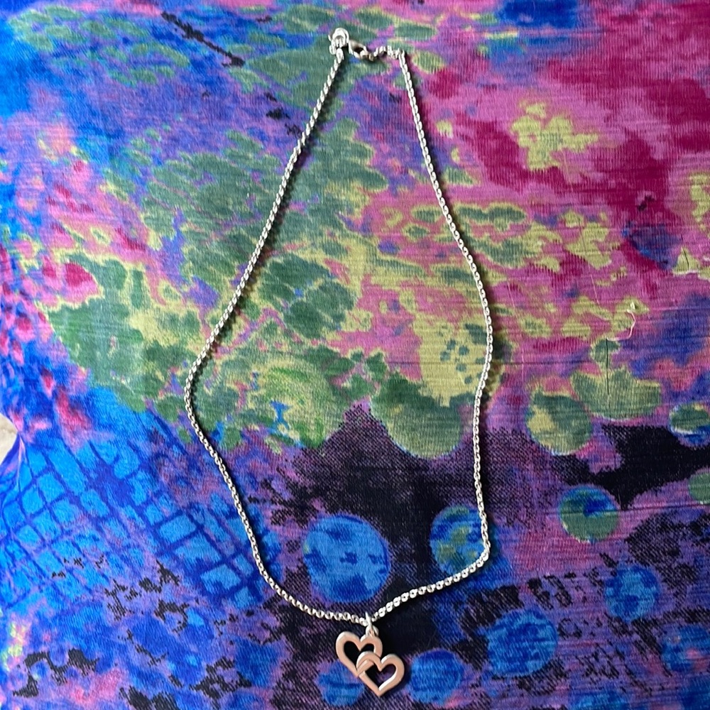 James Avery sterling silver double heart necklace
